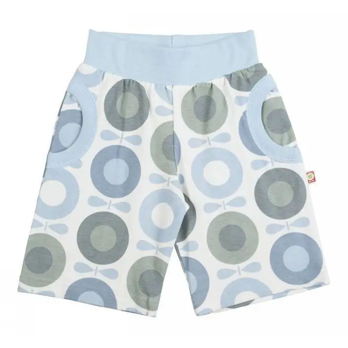 Shorts hvid med støvet grøn/lyseblå æbleprint