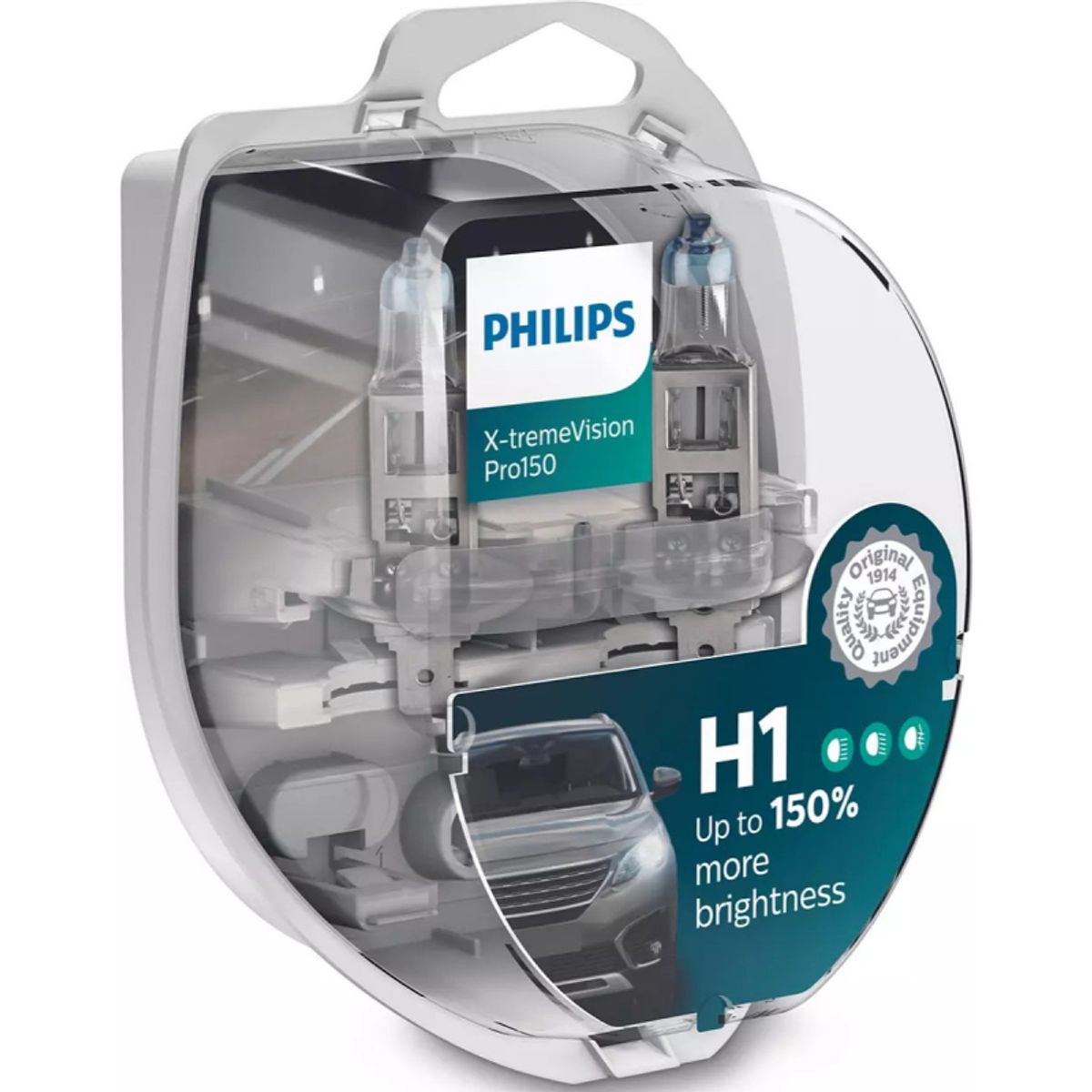 Philips H1 X-TremeVision Pro150 pærer +150% mere lys (2 stk)