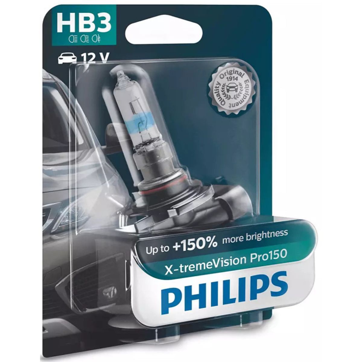 Philips HB3 X-TremeVision Pro150 pærer +150% mere lys (1 stk)