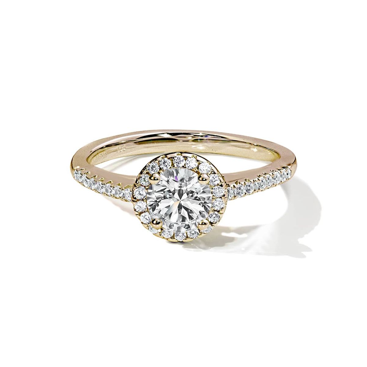 Isadora klassisk rund halo forlovelsesring