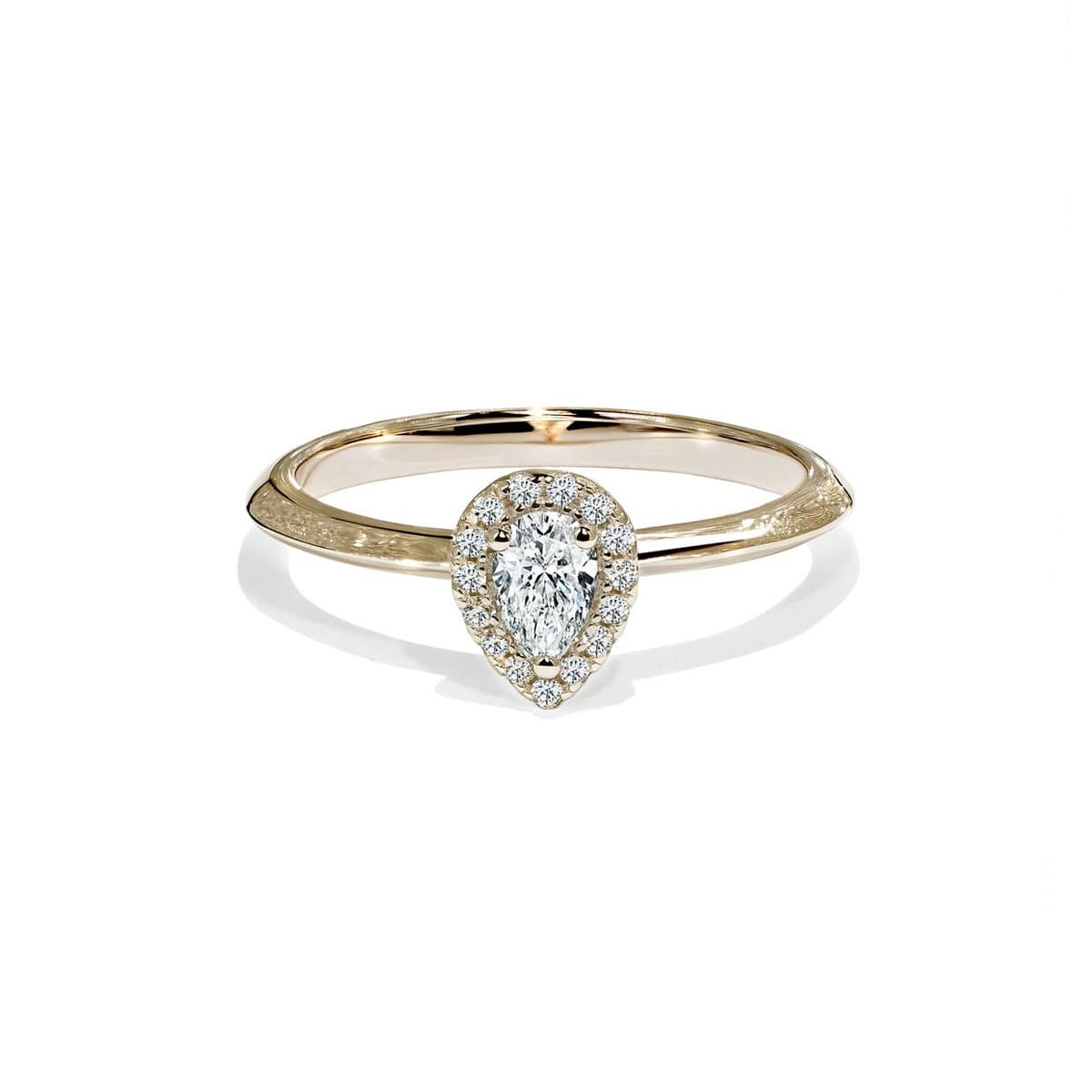 Oxford pear cut halo ring i guld