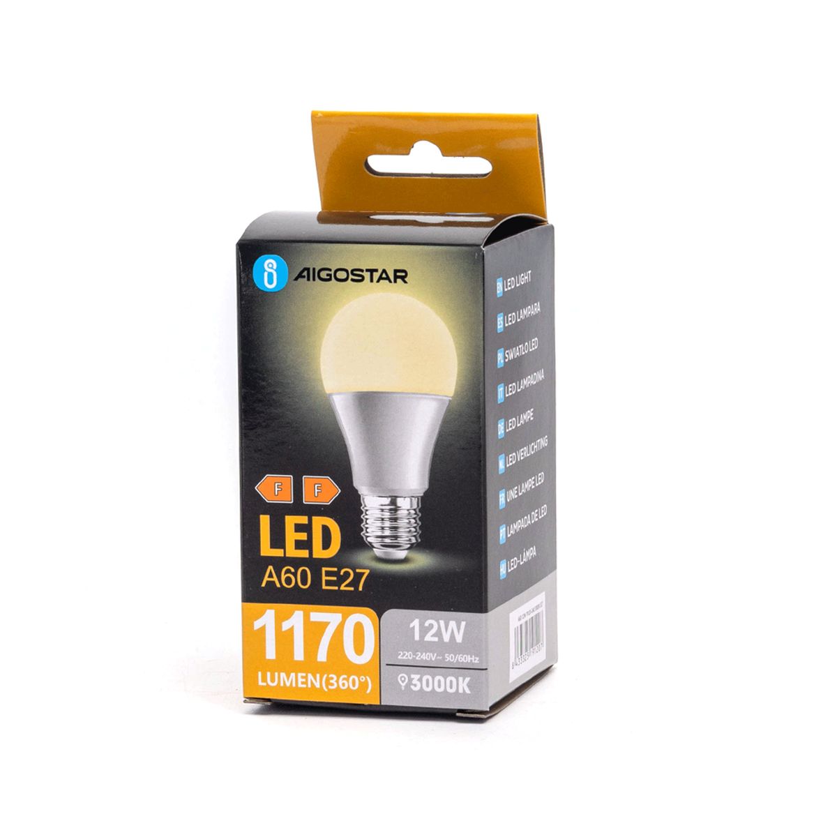 LED A5 A60 - Bred Spredning E27, 12W, 3000K - Kulør : Varm