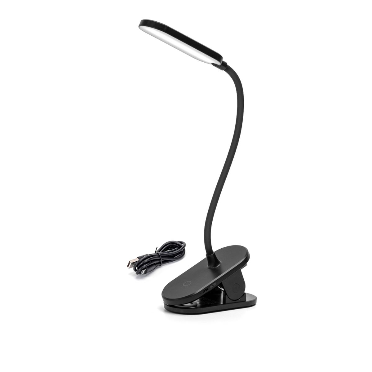 Genopladelig LED Clip-Lampe - Sort - Kulør : Neutral