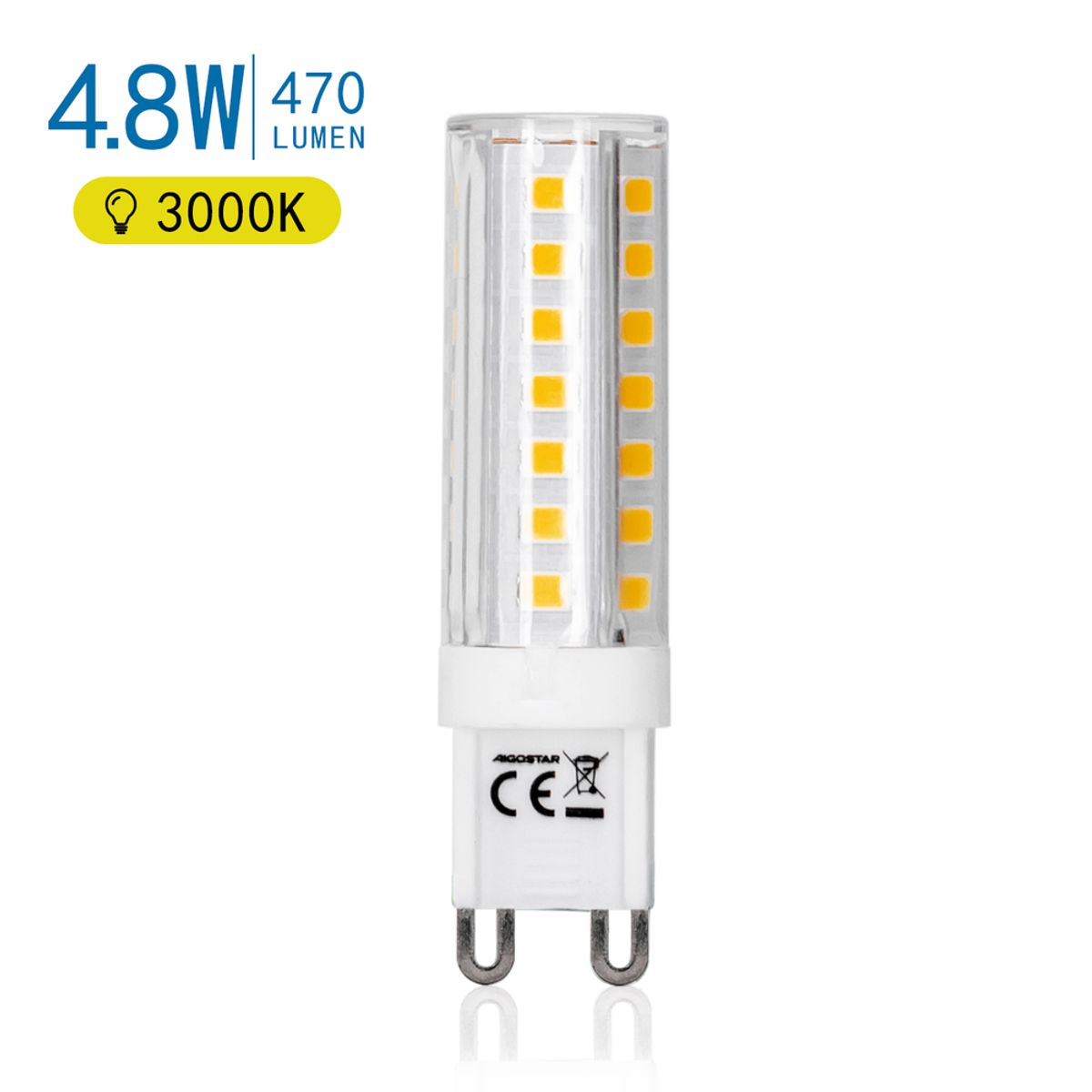 LED G9, 4.8W, 3000K - Kulør : Varm