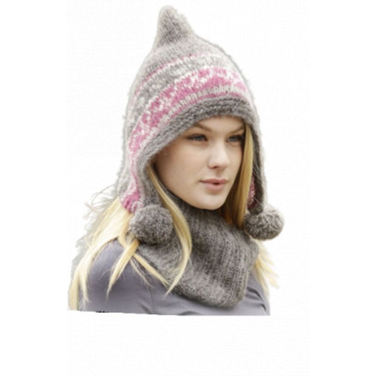 Sweet Winter Hat by DROPS Design - Hue og hals strikkeopskrift str. S/ - Small/Medium