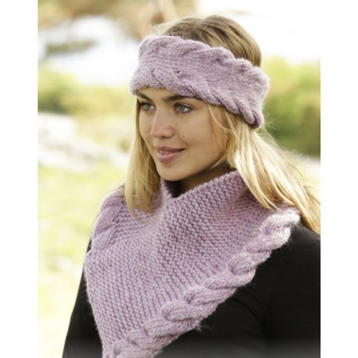 Braided Warmth by DROPS Design - Pandebånd og Hals Strikkeopskrift S/M - Small/Medium