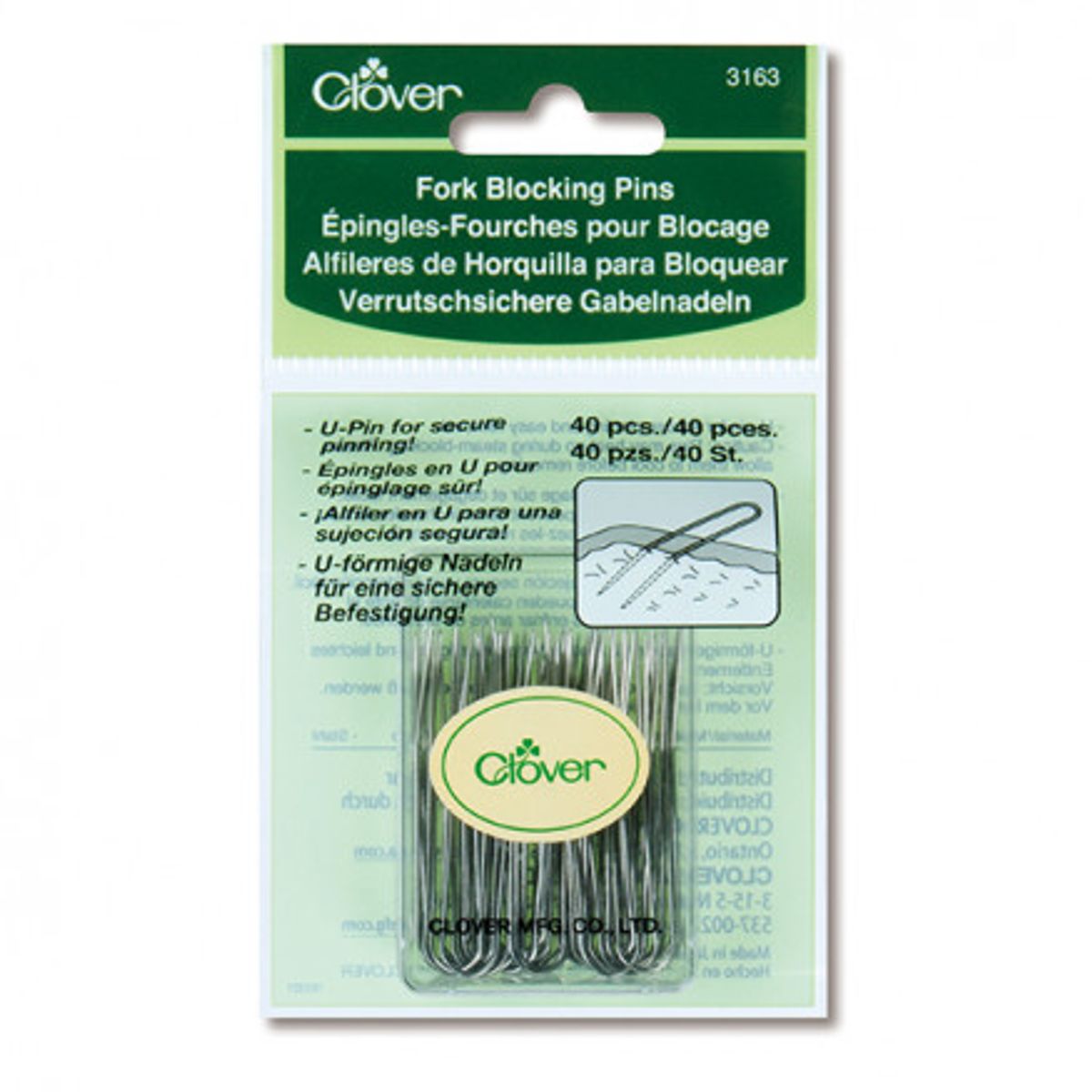 Clover Fork Blocking Pins Tvillingenål 4 cm - 40 stk