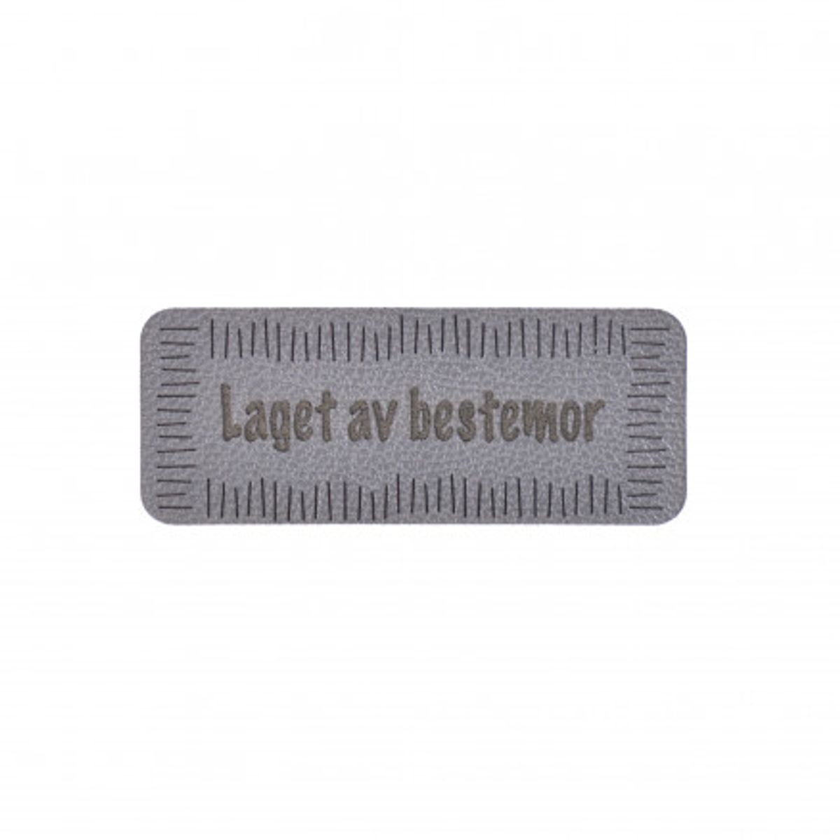 Norsk Label Laget av Bestemor Imiteret læder Grå 5x2cm - 1 stk