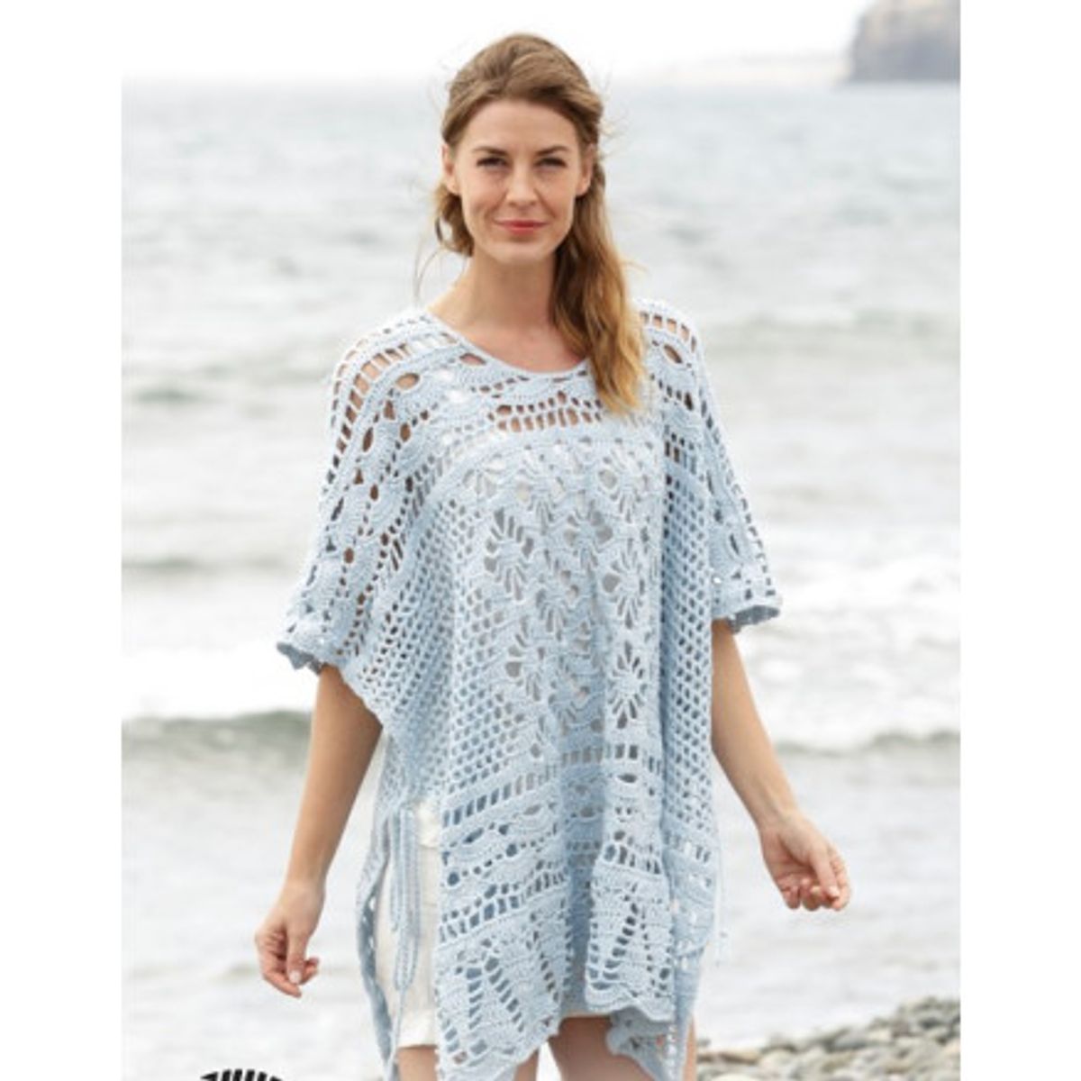 Graceful Mermaid by DROPS Design - Poncho Hækleopskrift str. S/M - XXL - Small / Medium