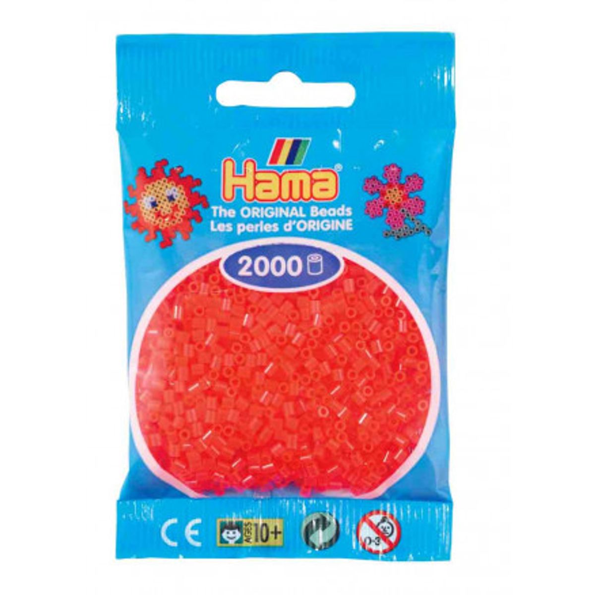 Hama Mini Perler 501-35 Neon Rød - 2000 stk