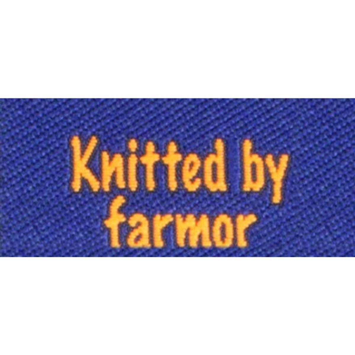 Label dobbeltsidet Knitted by Farmor Marineblå