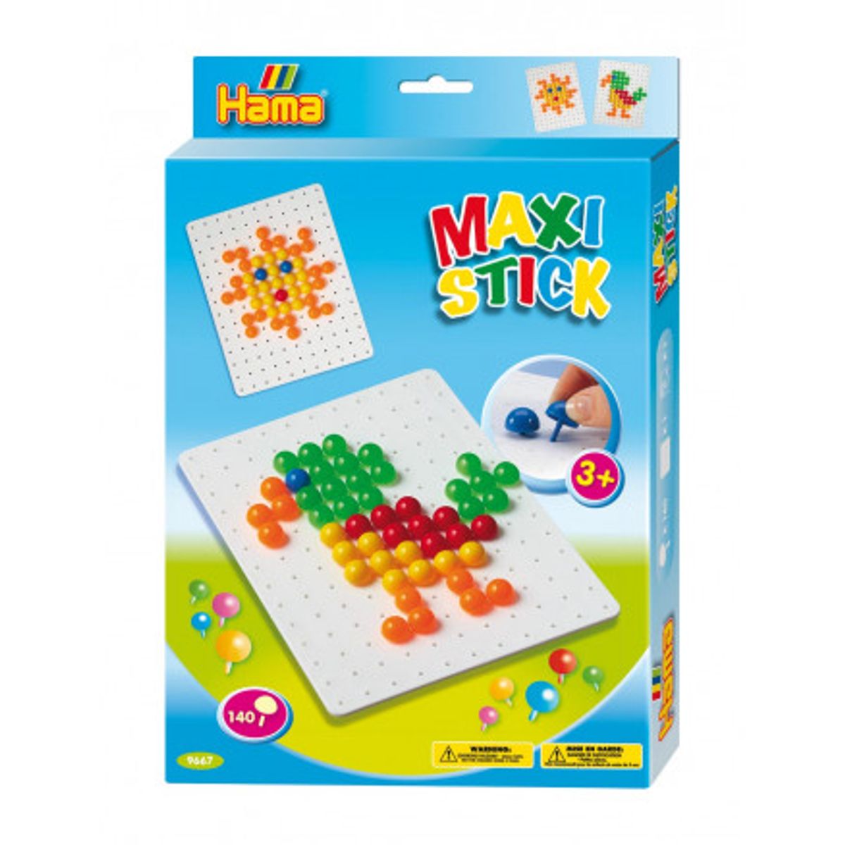 Hama Maxi Stick Ophængsæske 9667 med 140 Maxi Sticks & Firkantet hulpl