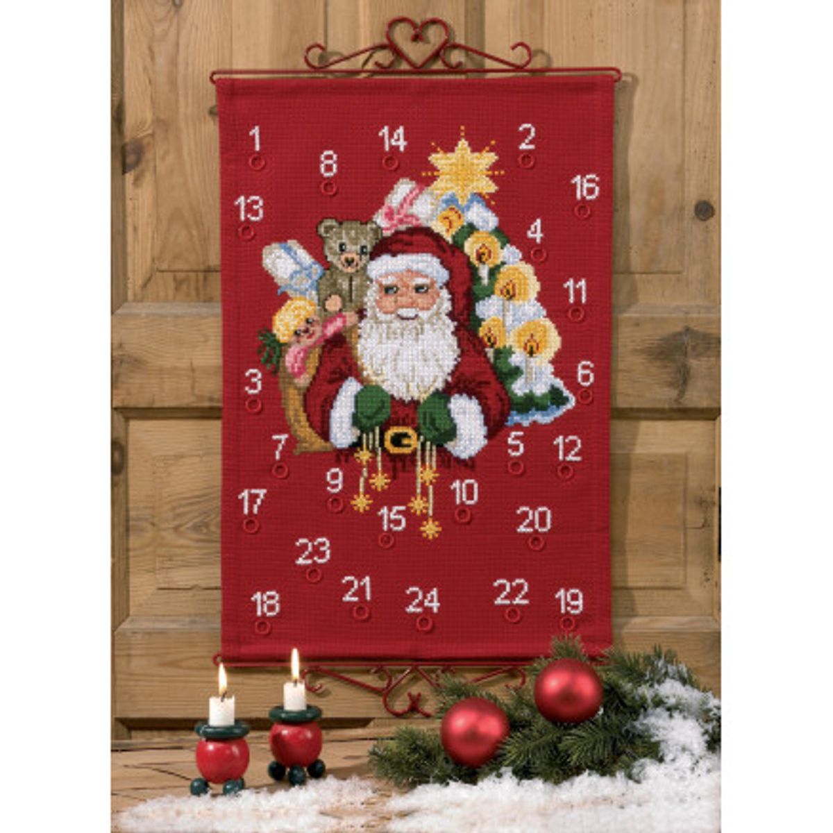 Permin Broderikit Aida Julekalender Julemand med Sæk 60x40cm