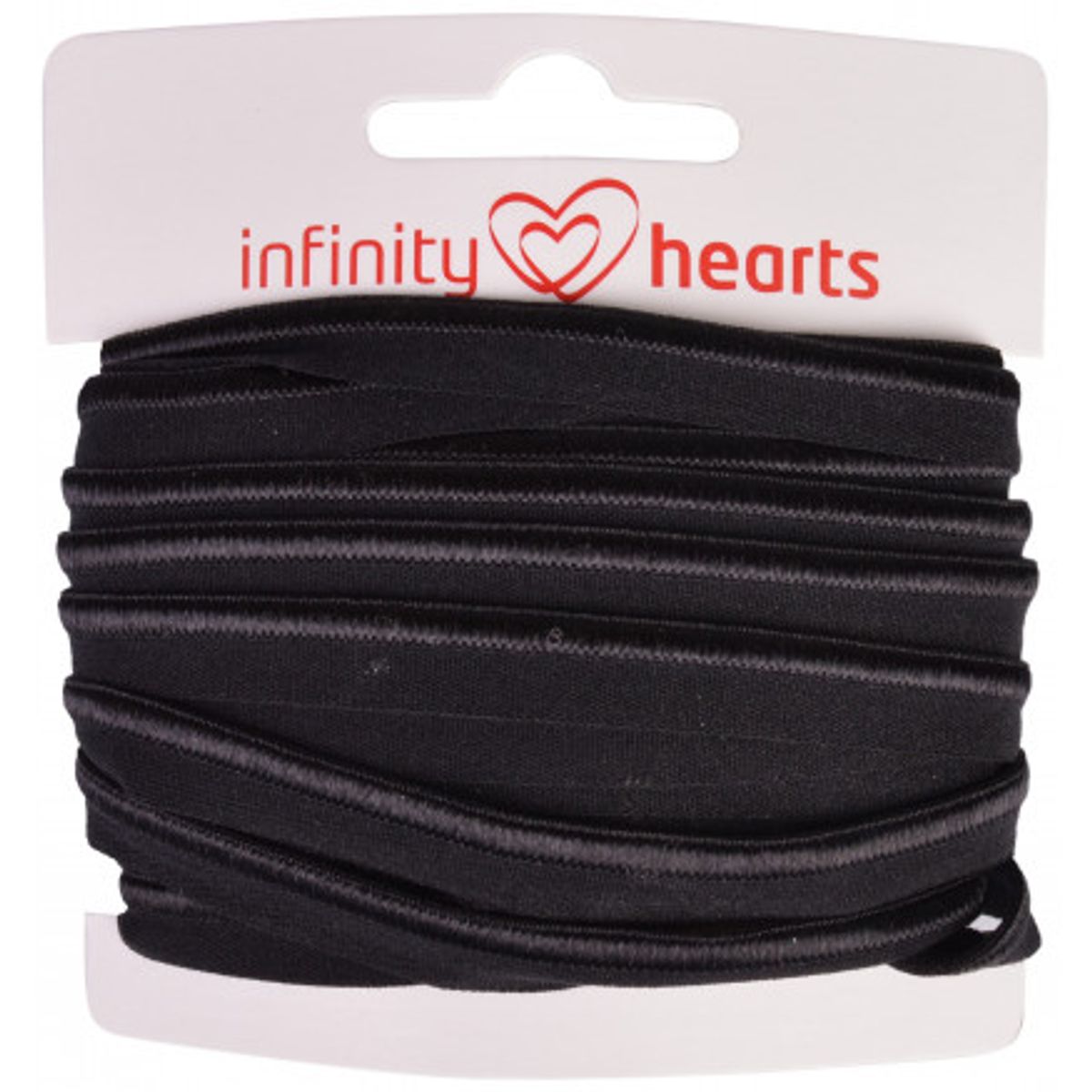 Infinity Hearts Pipingbånd Stretch 10mm 030 Sort - 5m