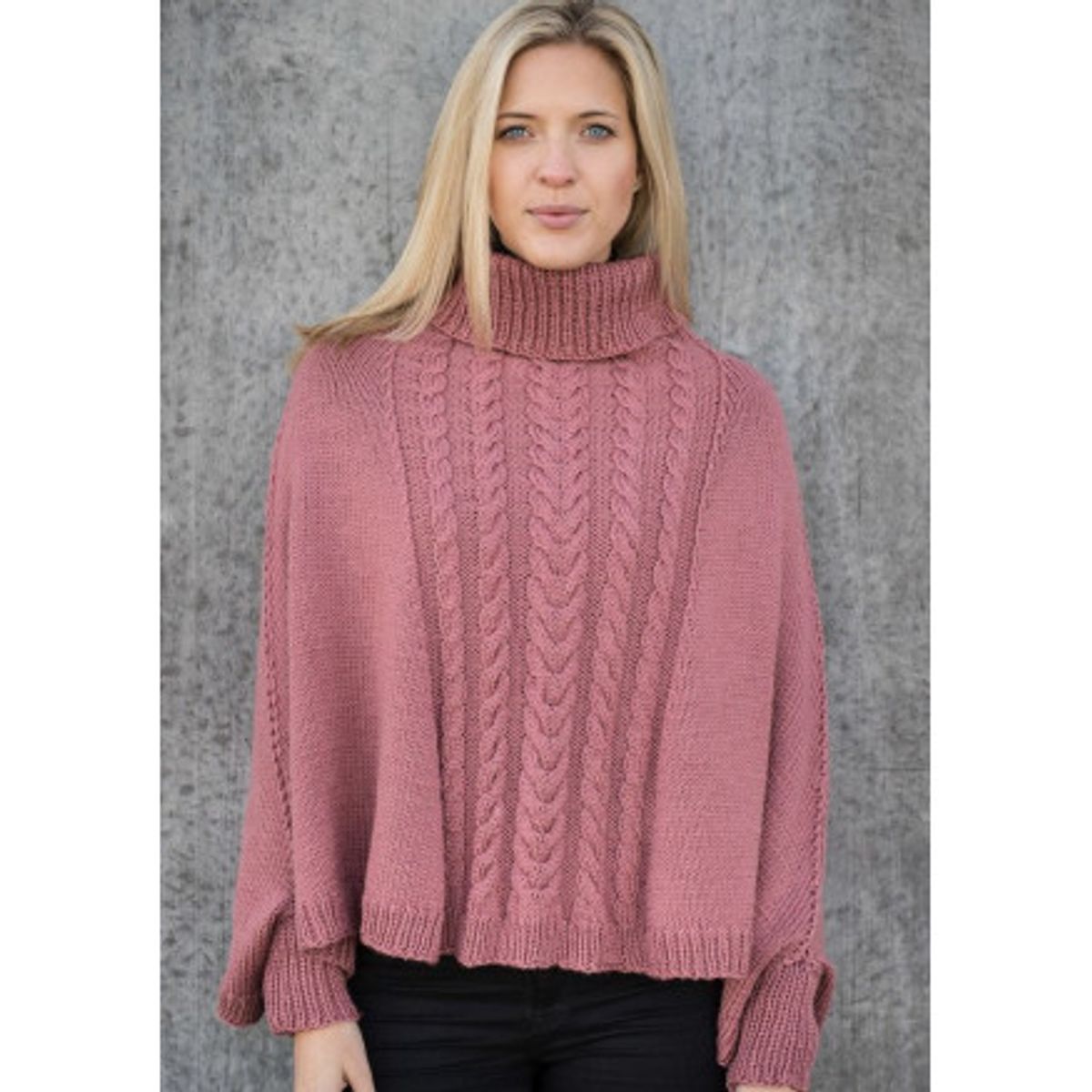 Mayflower Poncho med ærmer - Poncho Strikkeopskrift str. S/M - XXL/XXX - Small/Medium