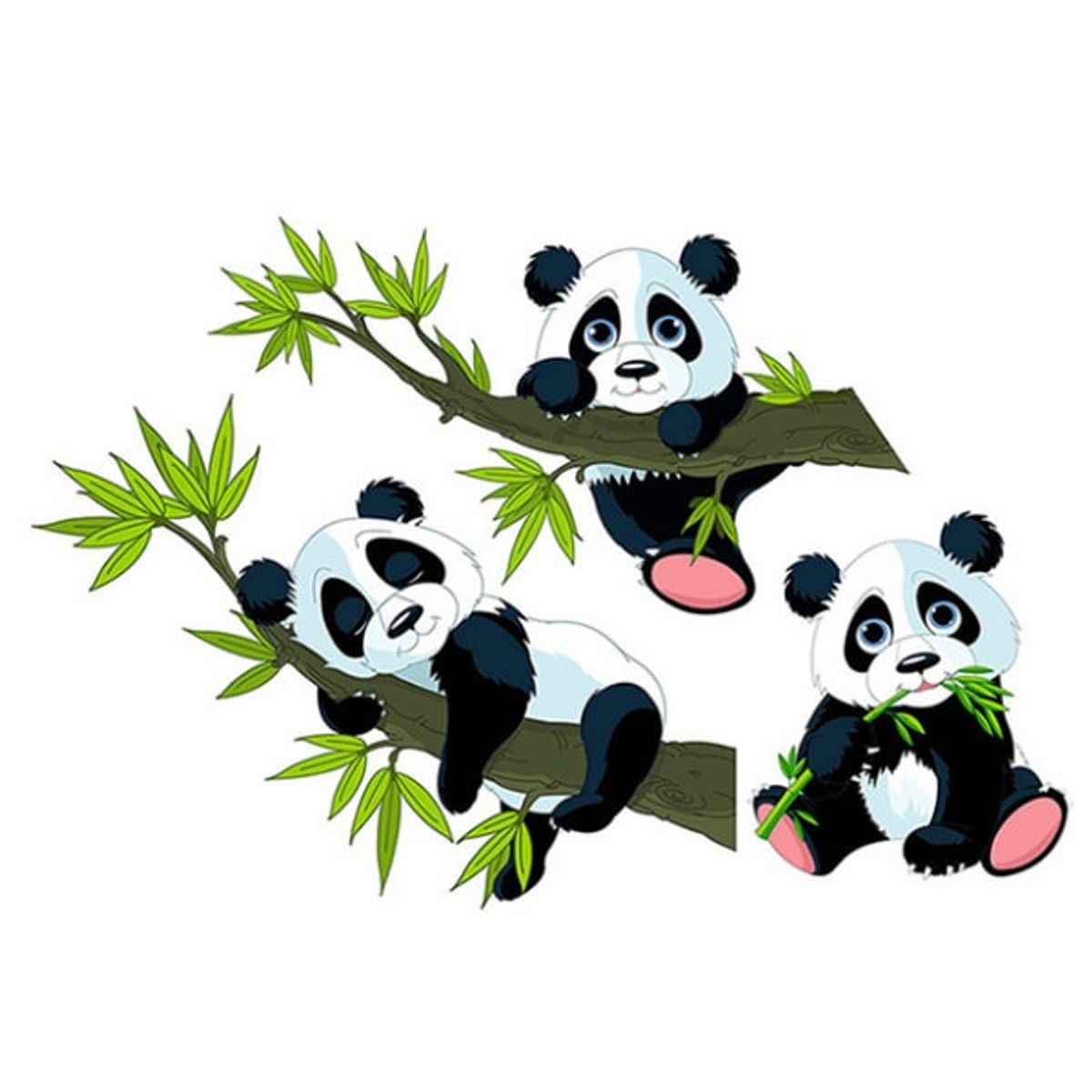 Panda wallsticker. Tre super søde pandaer. 40x60cm