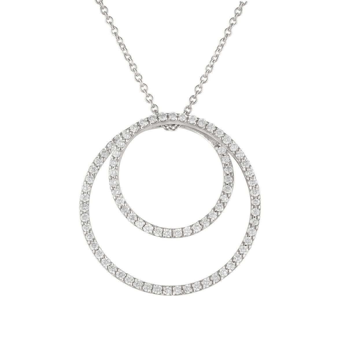 THE CIRCLE "Double Circle" i 14KT Guld eller hvidguld, 0.48 ct. Diamanter. inkl. kæde