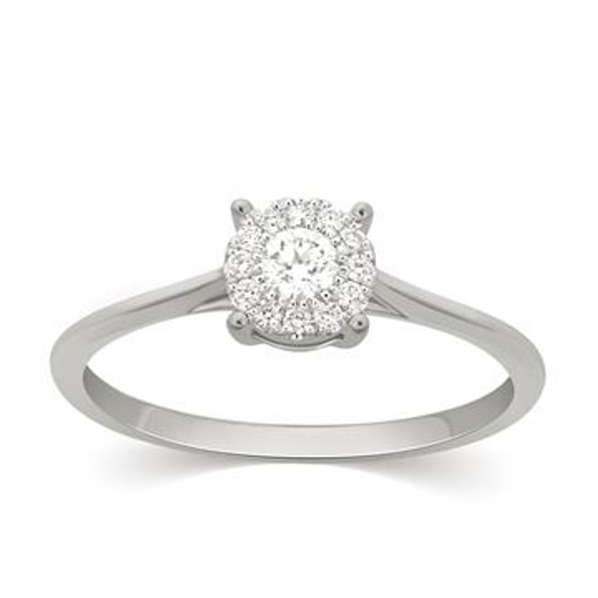 HALO Flower ring med 0.19 ct diamanter i 18 kt guld eller hvidguld - 53