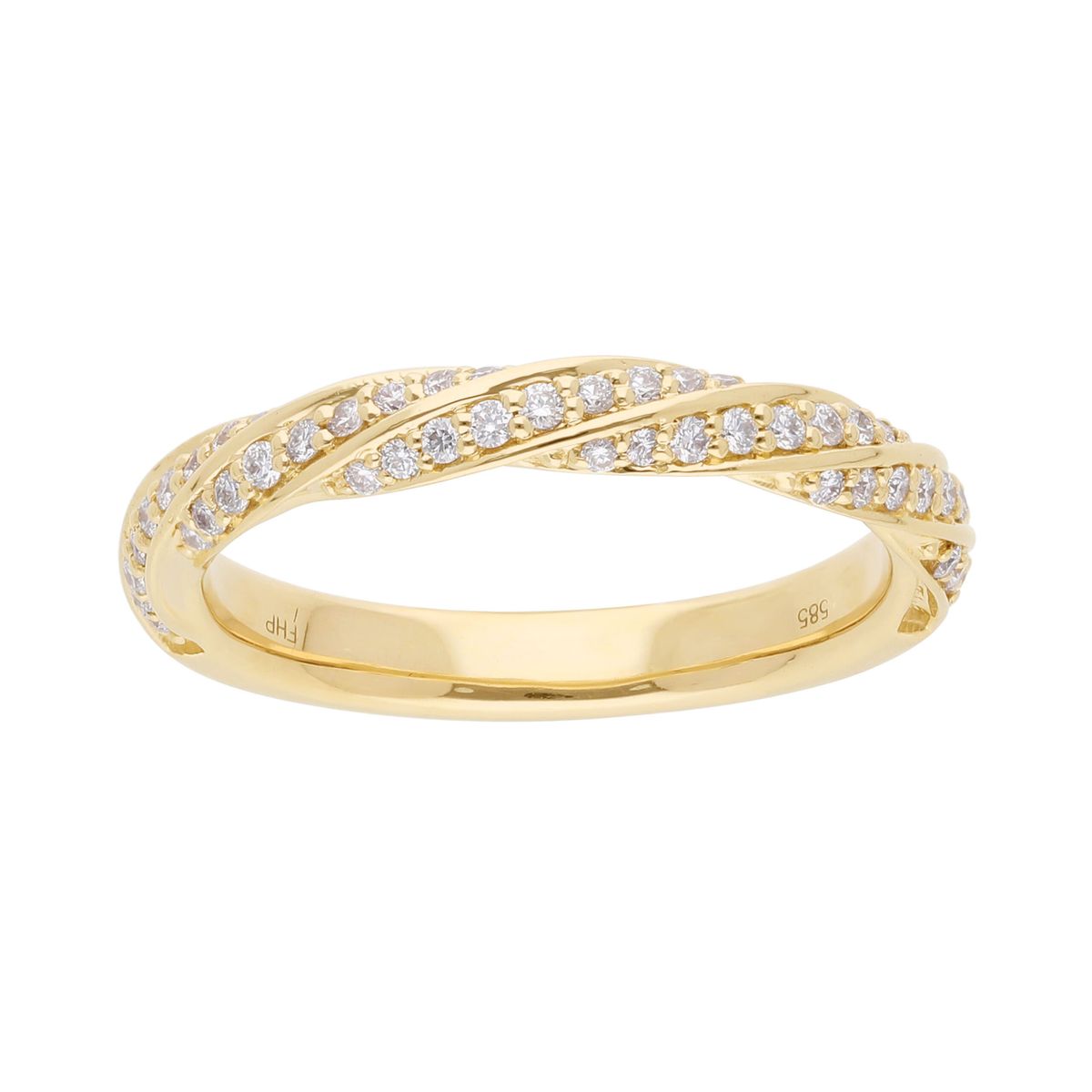 "Twisted" Alliancering i 14 kt. Guld eller hvidguld, 0.25 ct. Diamanter - 51