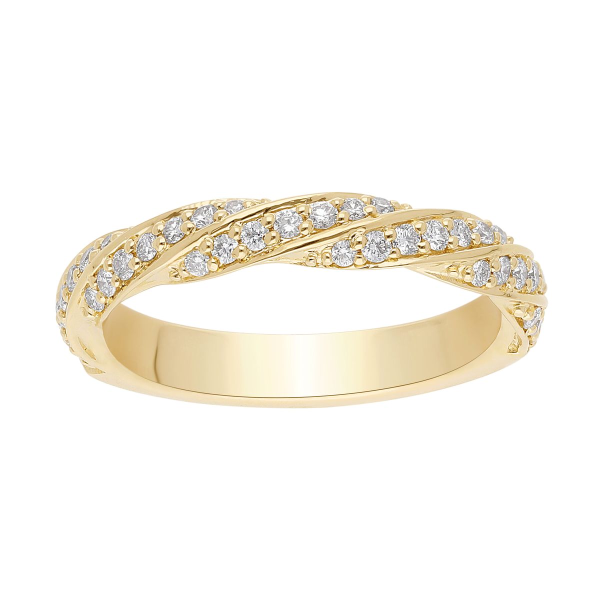 "Twisted" Alliancering i 14 kt. Guld eller hvidguld, 0.34 ct. Diamanter - 58