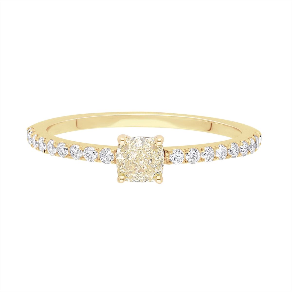 Eksklusiv solitaire pavé ring, 18 kt. guld eller Hvidguld, med 0.41 ct Fancy Yellow diamant - 54