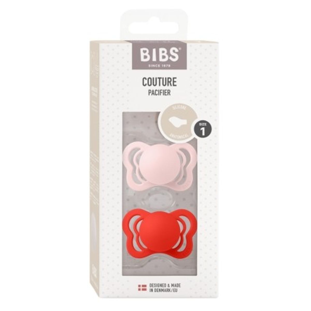 Bibs Couture - 2-pak, Str. 1 (0-6 Mdr.), Anatomisk - Silikone