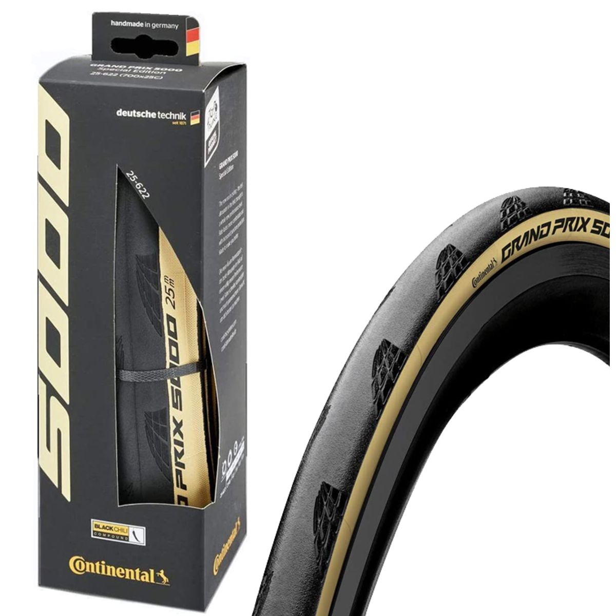 Continental Grand Prix 5000 Folding Racerdæk 700x25c/28c - Brun