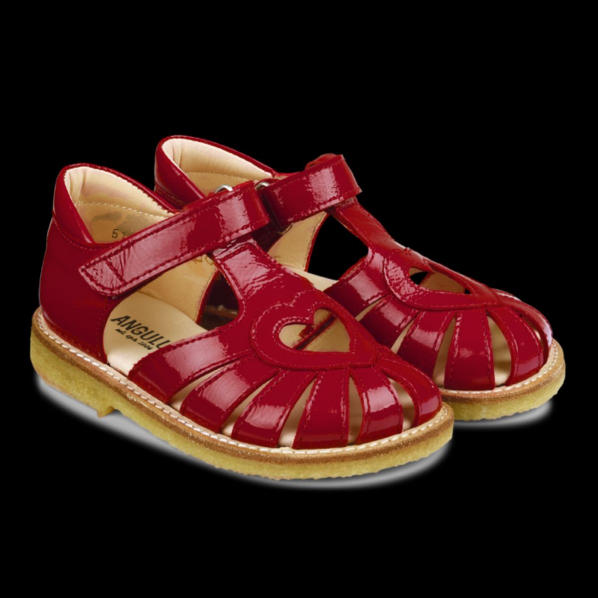 Hjerte Sandal Med Lukket Tå Og Velcro - 1377/Dark Red - 30