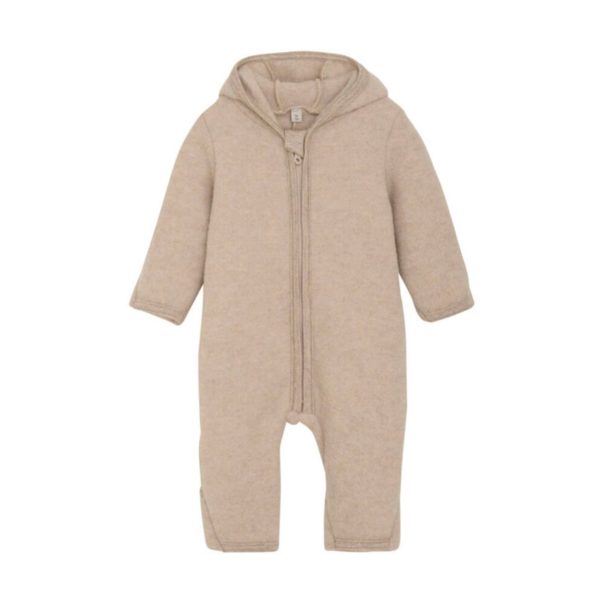 Køredragt m. ører Uld Fleece - Camel Melange - 74