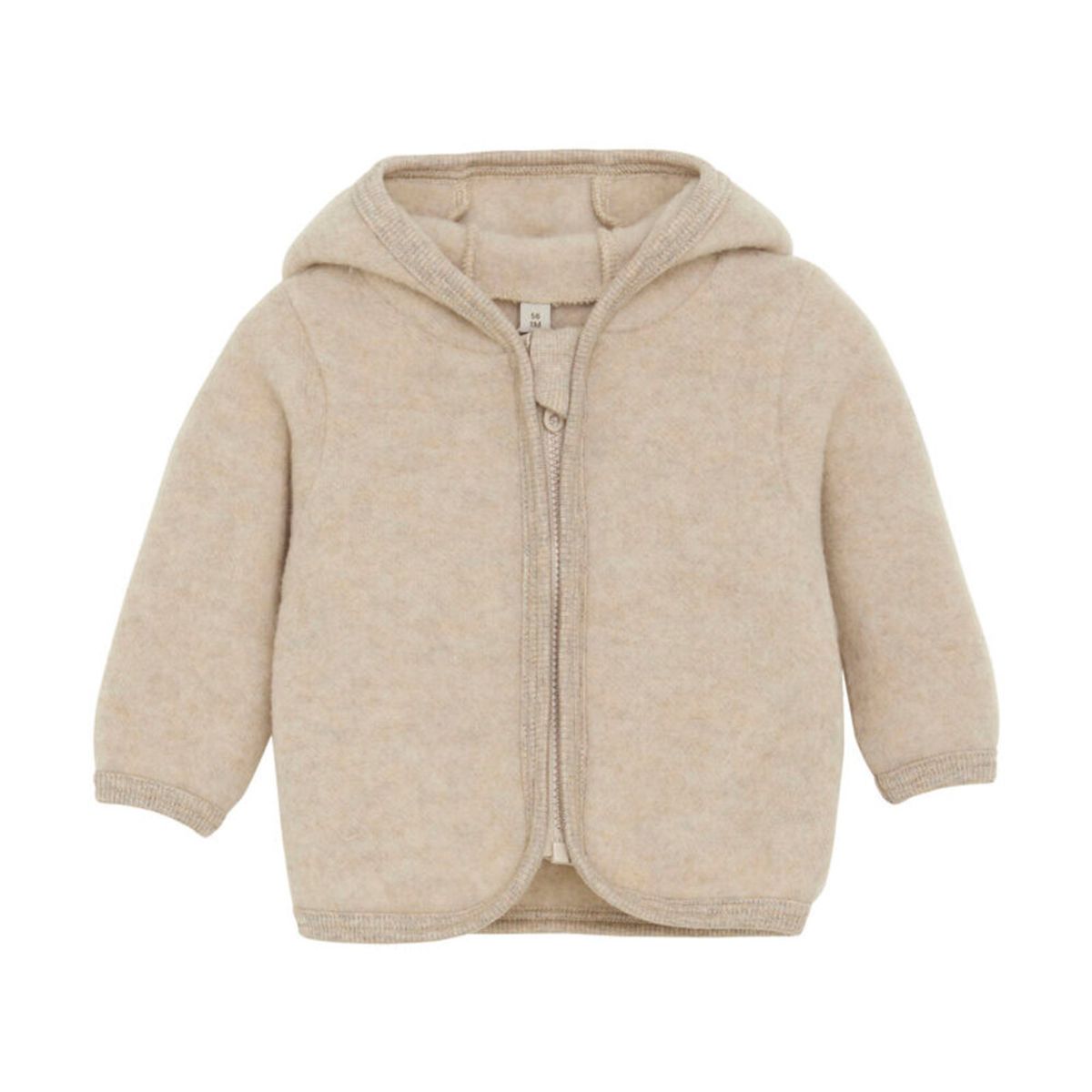 Cardigan m. Ører Uld Fleece - Camel Melange - 62