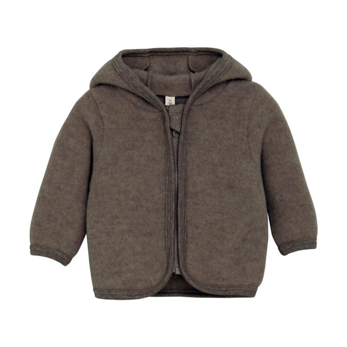 Cardigan m. Ører Uld Fleece - Brown Melange - 74