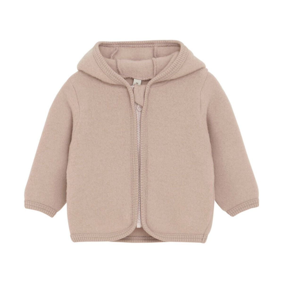 Cardigan m. Ører Uld Fleece - Mahogany Rose - 62