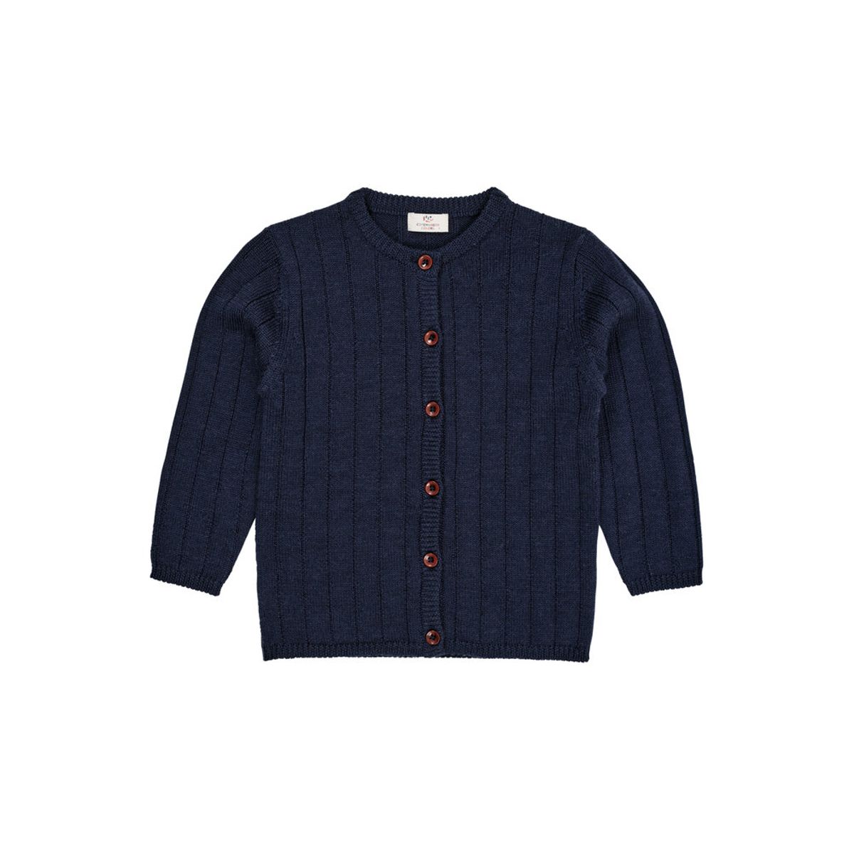 Strikket cardigan m. bred rib - MØRKE BLÅ - 80