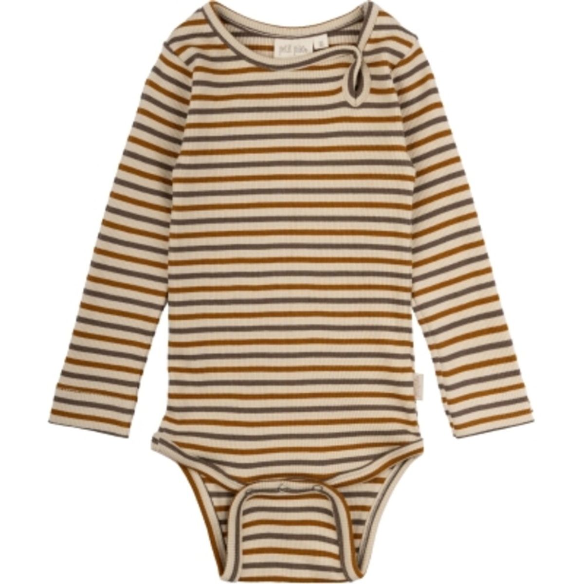 Body langærmet - Chocolate brown/golden sun/dark off white - 92