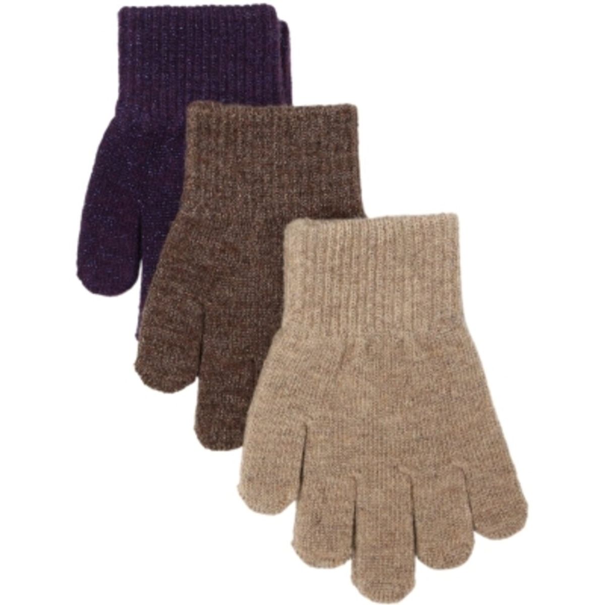 Magic handsker 3 pak med lurex - Nightshade-Chocolate Chip-Doeskin - 1-3Y