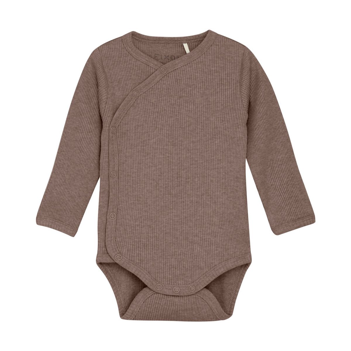 Slå-om Body langærmet Mélange Rib - Deep Taupe - 56