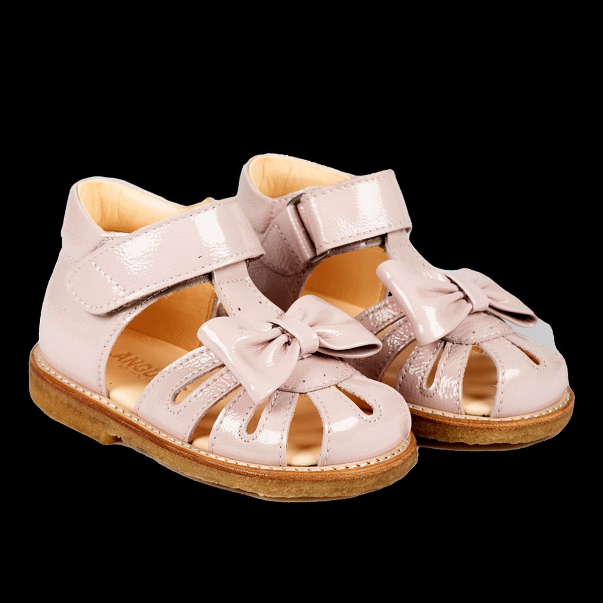 Begynder sandal med sløjfe og velcro lukning - Pale Rose - 22