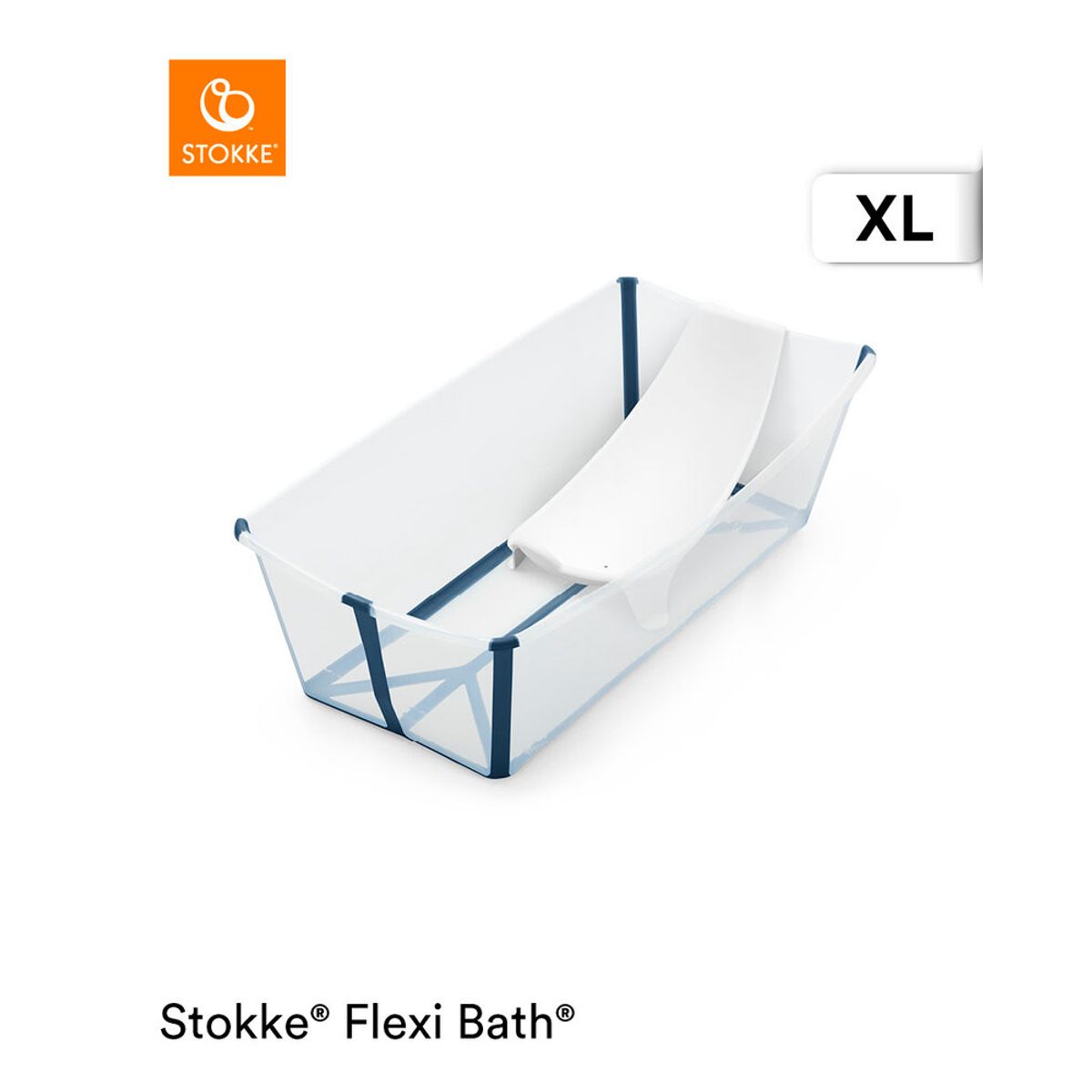 Flexi Bath XL inkl. newborn support - transparent blå