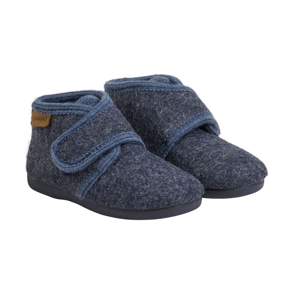 Uldhjemmesko velcro - Navy Melange - 25