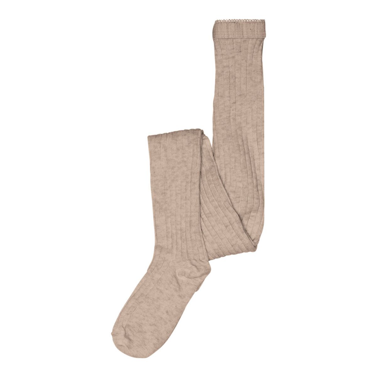 Basic Rib Strømpebuks - Light Brown Melange - 100