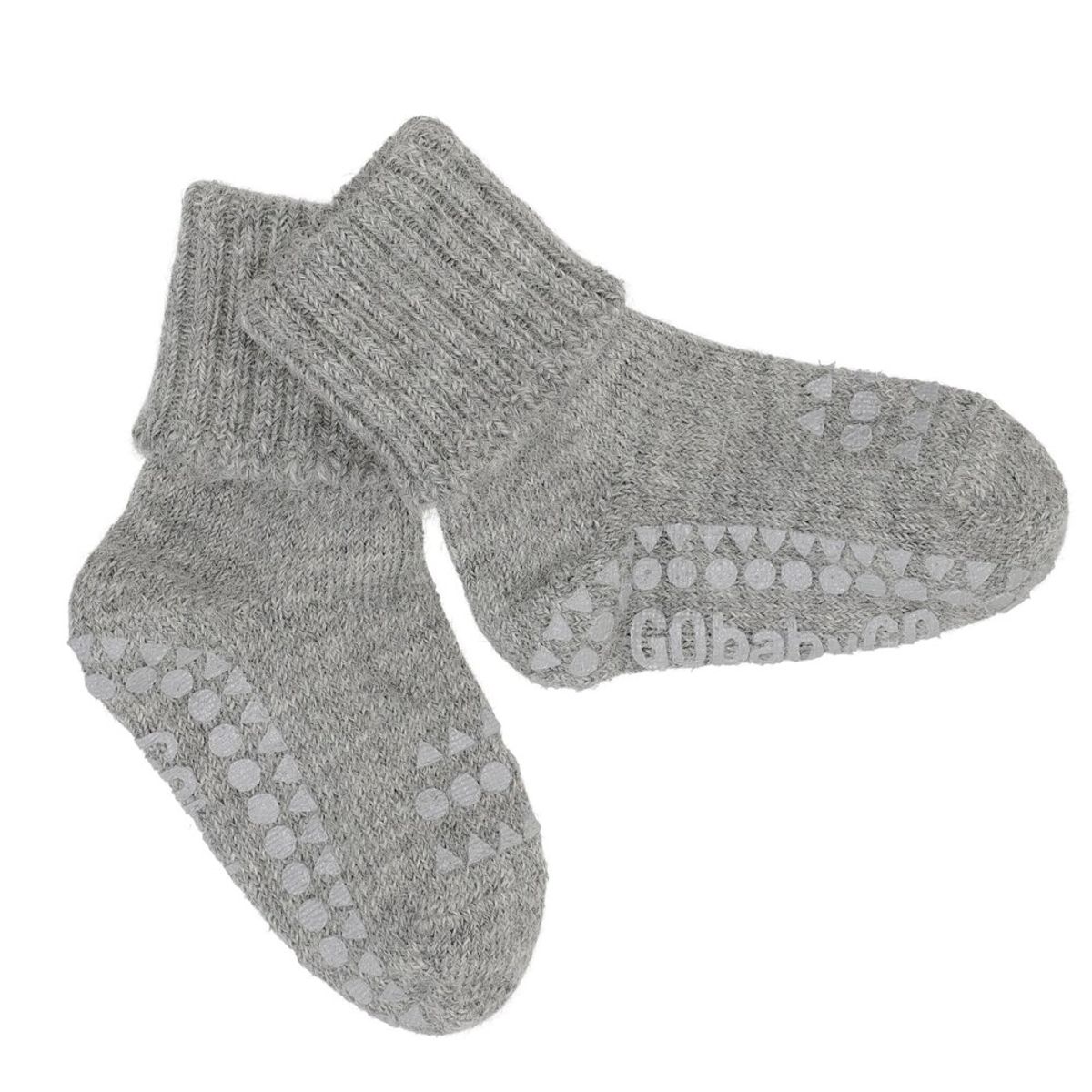 Skridsikre Strømper Alpaca Uld - GREY MELAN - 6-12 MDR.