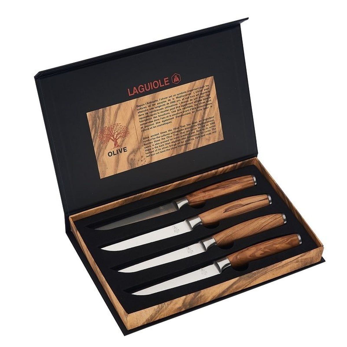 Laguiole Oliventræ Steakknive 4 Stk