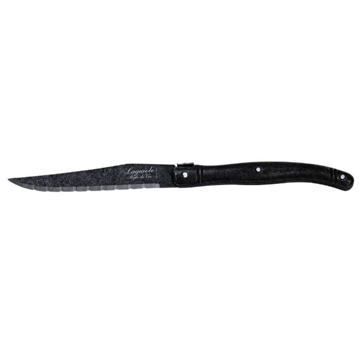 Grillknive Laguiole Sort Stonewash Sæt 6 Sdv