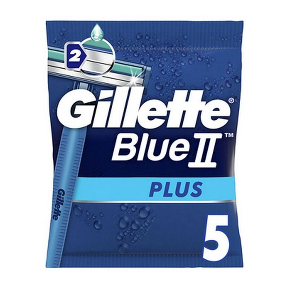 Gillette - Blue II Plus Engangsskrabere Mænd - 5 Pak