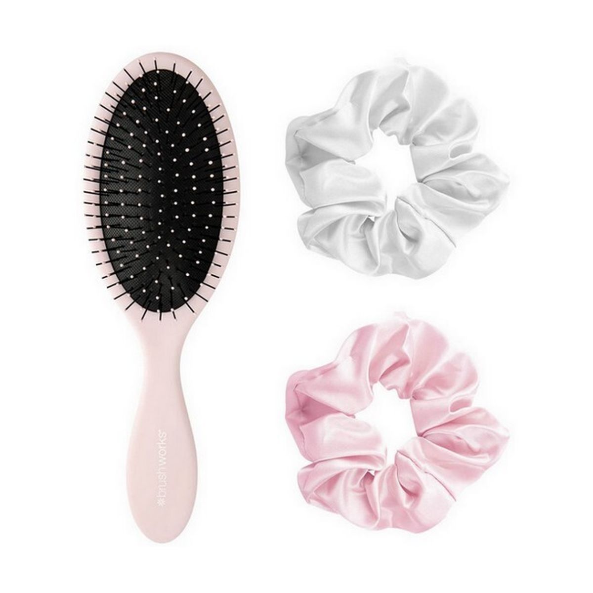 BrushWorks - Detangling Hair Brush & Satin Scrunchies