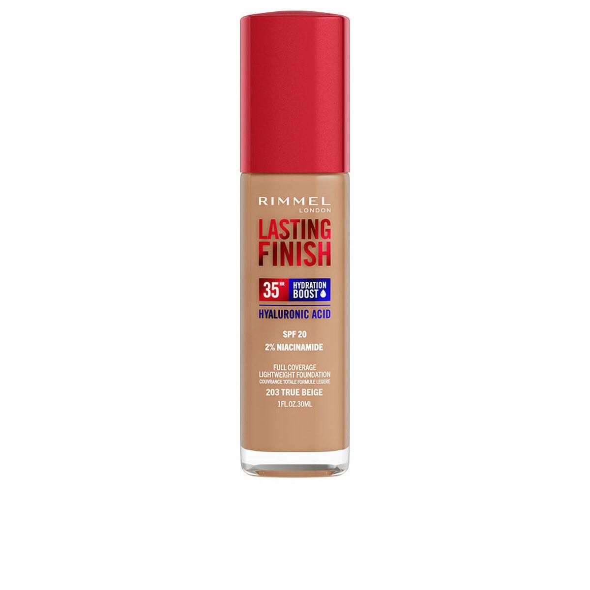 Cremet Make Up Foundation Rimmel London Lasting Finish Nº 203 True Beige Spf 20 30 ml