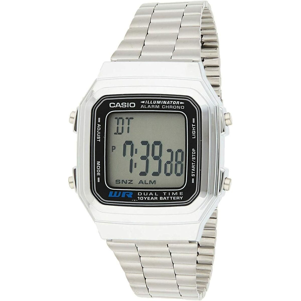 Unisex ur Casio VINTAGE Sort Sølvfarvet (Ø 32 mm) (Ø 34 mm)