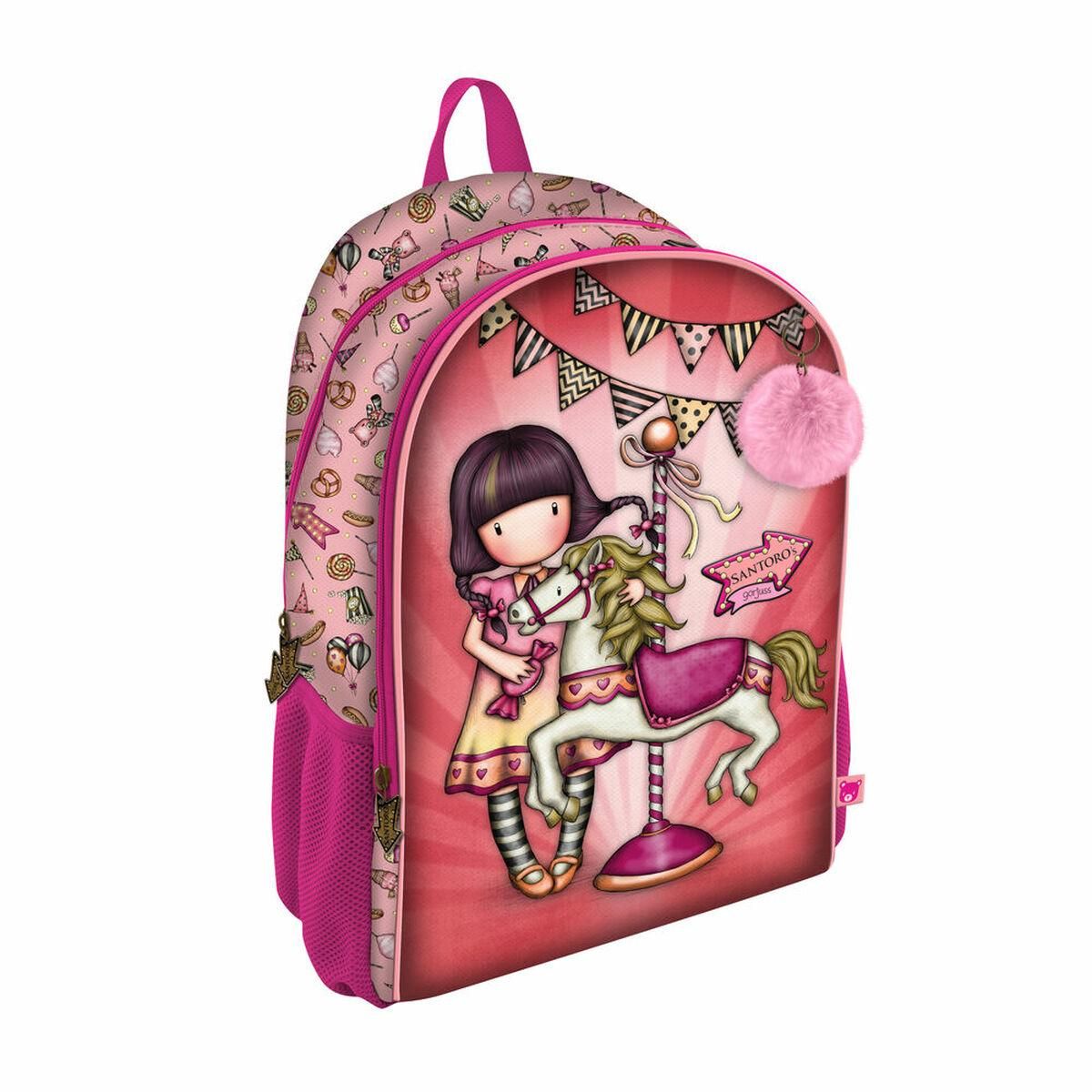 Skoletaske Gorjuss Carousel Laksefarvet (31.5 x 44 x 22.5 cm)