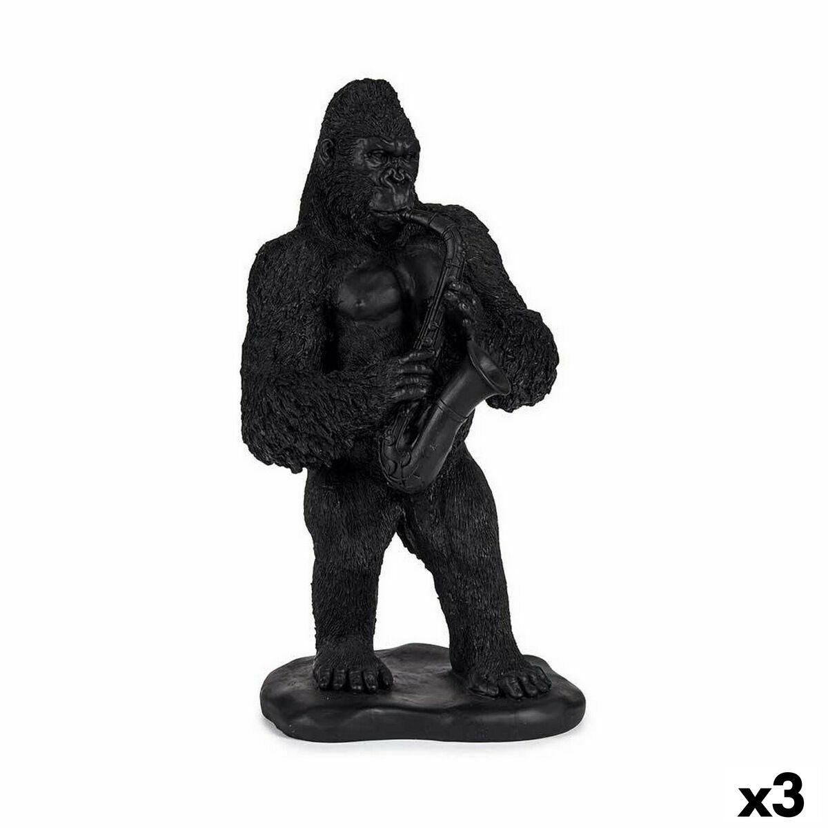 Dekorativ figur Gorilla Saxofon Sort 15 x 38,8 x 22 cm (3 enheder)