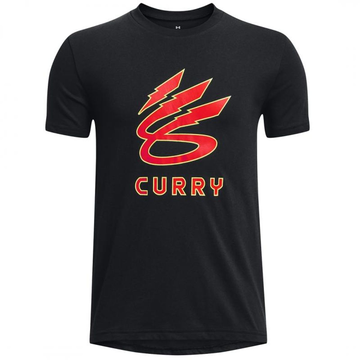 Kortærmet T-shirt til Mænd Under Armour Curry Lightning Logo Sort 14-16 år